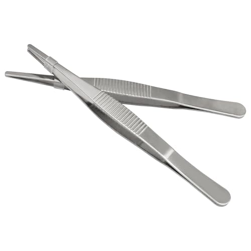 Hordion 2Pcs 5.5" Thumb Forceps Stainless Steel Hobby Tweezers Blunt Serrated Tips Long tweezer - size: 5.5"