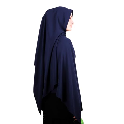 MuLanLegend Mu Lan Song Hijab | Large Non-See-Through Muslimah Headscarf Wrap | Non-Slip Women Scarf | Flowy and Drapey - color: Navy Blue