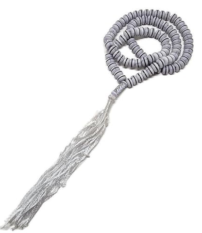 Islam Tasbih 99 Beads 8 mm. AMN-409 Muslim Prayer dhikr Misbaha Rosary with Beautiful Decorated Tassel Eid Ramadan Gift (White) - color: White