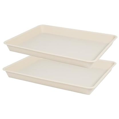 VUWEZ Rectangle Plant Tray, Plant Drip Tray, Plant Pot Saucers, Plant Germination Trays, Plant Saucers, 11'' x 9'' x 1.2'' (2 pack), Beige - color: Beige, size: 11'' x 9'' x 1.2'' (2 pack)