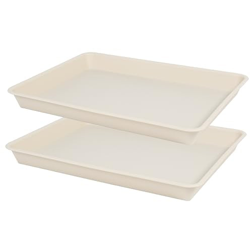 VUWEZ Rectangle Plant Tray, Plant Drip Tray, Plant Pot Saucers, Plant Germination Trays, Plant Saucers, 14.5'' x 11'' x 1.5'' (2 pack), Beige - color: Beige, size: 14.5'' x 11'' x 1.5'' (2 pack)