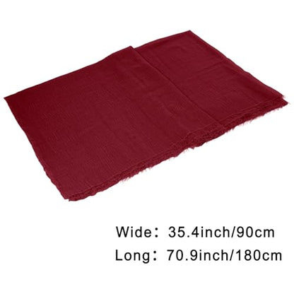 Nydotd Women Summer Cotton Linen Scarf Crinkle Long Beach Shawl Wrap hijab with Fringe - color: Dark Red