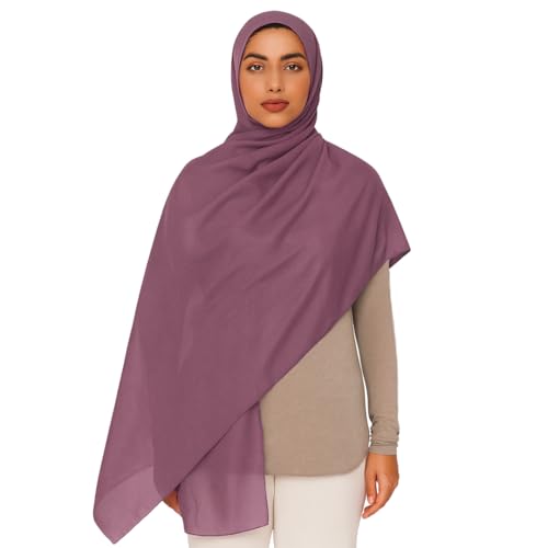 Premium Breathable Modal Cotton Hijab for Women, Lightweight, Non-Slip, Soft & Elegant Scarf for Everyday Wear - color: Dusty Rose Pink