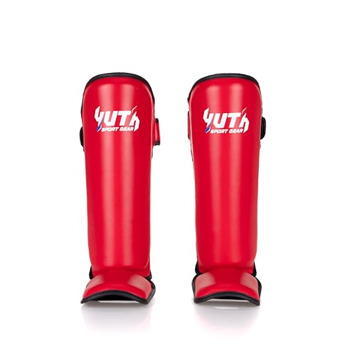 Signature Shin Guards | Premium Muay Thai Shin Guards | Lightweight & Durable Shinguards Muay Thai | Padded, Adjustable Muay Thai Leg Guards for Kickboxing, MMA Sparring, Training - color: Red, size: X-Large
