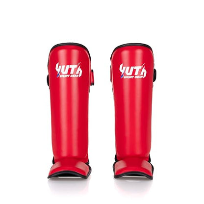 Signature Shin Guards | Premium Muay Thai Shin Guards | Lightweight & Durable Shinguards Muay Thai | Padded, Adjustable Muay Thai Leg Guards for Kickboxing, MMA Sparring, Training - color: Red, size: X-Large