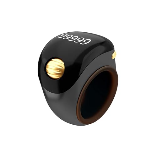 Smart Tasbih Zikr Rings, Interchangeable Tasbih Counter Rings, Adjustable Ring Finger Counter, APP Support Digital Counter Prayer Reminder Rings (Black) - color: Black