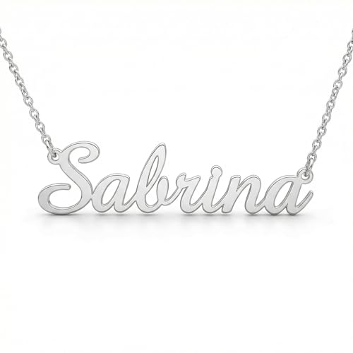 Personalized Custom Name Necklace, Custom Nameplate Pendant, Gift for her, Christmas, Mother's Day, Valentine's Day, Birthday - color: 14k Solid White Gold