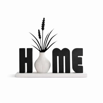 Modern Home Decor Set with Vase – Minimalist Black and White Table Decoration, Living Room Shelf Decor, Handmade Style Centerpiece