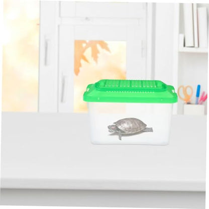 HOMSFOU 2pcs Portable Handheld Plastic Fish Tank Reptile Breeding Box Medium Turtle Habitat Carrier for Small Pets