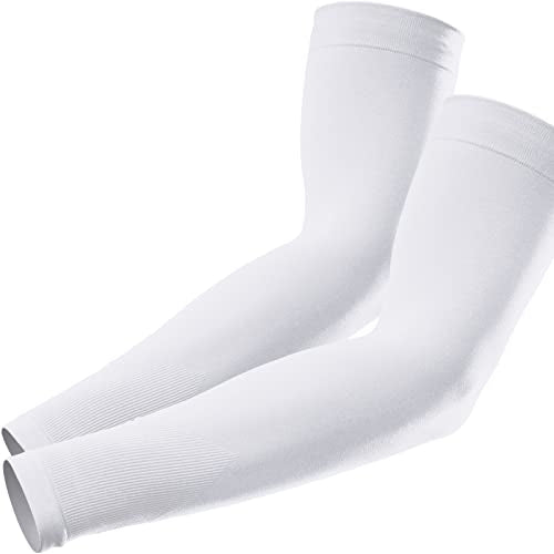 GOUNOD Arm Sleeves for Men Women,Compression Sleeves to Cover Arms for Men Working,Sun Sleeves for Men UV Protection - color: 1 Pair White