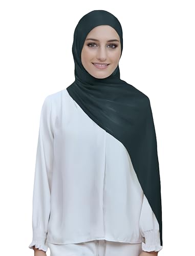 Lina & Lily Sheen Shimmer Women's Crepe Scarf Shawl Wrap Head Hijab Lightweight - color: Dark Teal