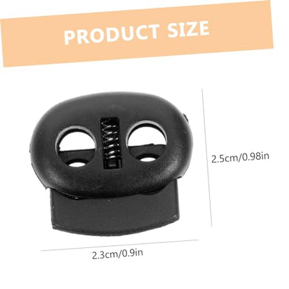 SEWACC 10pcs Double Hole Plastic Cord Lock Spring Loaded Stoppers for Backpack Luggage Outdoor Gear Lightweight Black - size: 10pcs