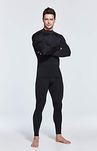 TSLA Men's Thermal Long Sleeve Compression Shirts, Mock/Turtleneck Winter Sports Running Base Layer Top - color: Mock Neck Black, size: X-Large