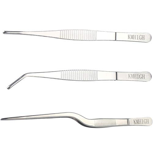 Gardening Tweezers Set, 3-Piece Stainless Steel Picking Tools | For Bonsai Plant Care, Succulent Transplanting, Includes 3 Sizes (6.15/6.3/6.5 Inches)