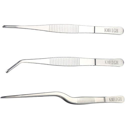 Gardening Tweezers Set, 3-Piece Stainless Steel Picking Tools | For Bonsai Plant Care, Succulent Transplanting, Includes 3 Sizes (6.15/6.3/6.5 Inches)