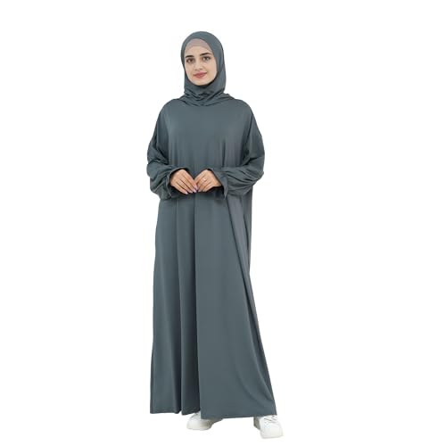 Abaya Muslim Women Hooded Dress Loose Sleeve Loose Maxi Modest Islamic Clothing Prayer Dress Kaftan - color: Dark Gray