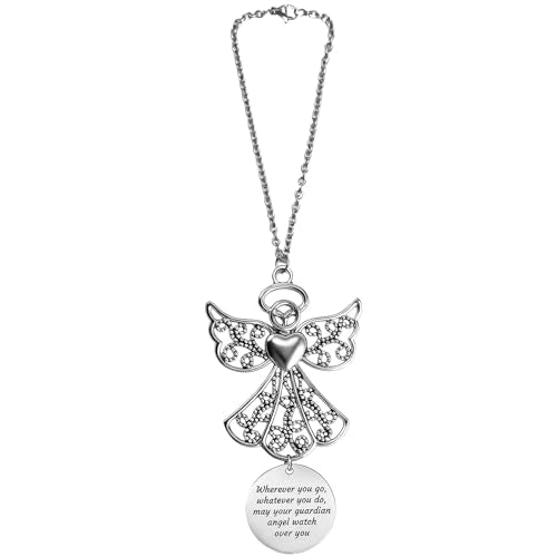 1PCS Angel Car Charm for Rear View Mirror, Religious Car Accessories Hanging Ornament, Inspirational Gift for Women, Teens and New Drivers, Bible Verse Jesus Themed Auto Decor - color: 1.5