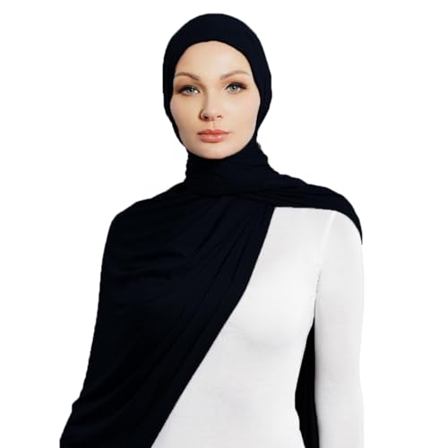 Pre-sewn Instant Hijab Non-slip Scarf for Women Modal Jersey Head Scarf Wrap for Women - color: Black2