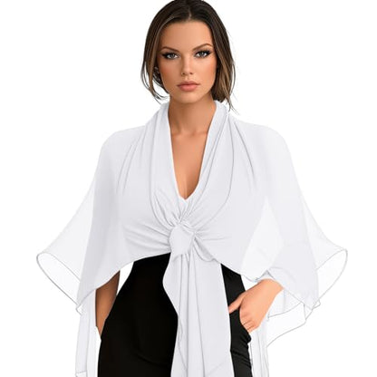 Chiffon Scarf,Soft Breathable Chiffon Shawls and Wraps,Silky Women's Hijab for Evening Dresses Wedding Bridal Scarves - color: White, size: 67 x 28 inches