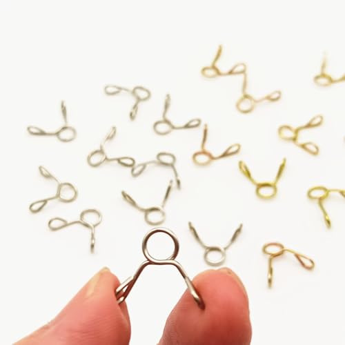 40 PCS Double Wire Air Tubing Clips,Oxygen Pump Tube Retaining Clip Aquarium Hose Clamp,5mm/0.2inch ID Fit 6-6.5mm/0.23-0.25inch OD Hose Fuel Silicone Tube (20PCS Silver,20PCS Gold)