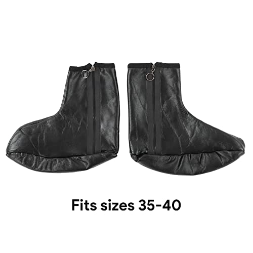 Leather Zipper Socks, Unisex Waterproof Muslim Sock Islamic Thermal Prayer Winter Socks Khuffy Leather Black Sock for Men Women 35-40