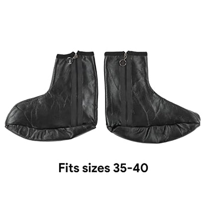 Leather Zipper Socks, Unisex Waterproof Muslim Sock Islamic Thermal Prayer Winter Socks Khuffy Leather Black Sock for Men Women 35-40