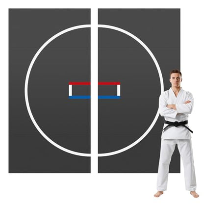 Generic 300x300cm/300x200cm Roll-Up Design Wrestling Mat for Home Foldable XPE Jiu Jitsu Floor Exercise Mat Waterproof 1.18in Thick for BJJ MMA Martial Art Boxing Grappling and Judo