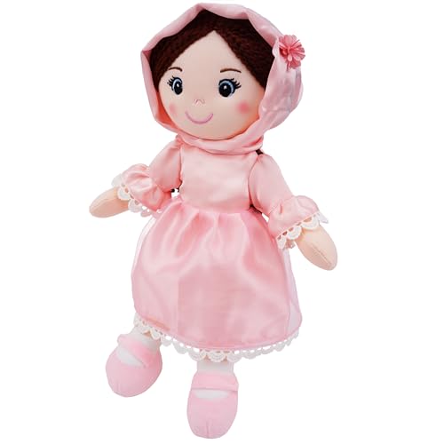 June Garden 14" Snuggle Cuties Aisha - Muslim Hijab Doll - Soft Cuddly Plush Doll for Girls - Huggable Rag Doll - Ramadan Gift - Pink M - color: Pink Aisha, size: Medium