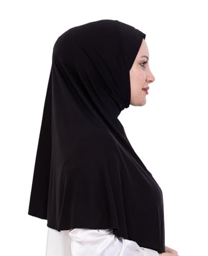Prien Ready Hijab For Women, One Piece Muslim Instant Turban, Easy To Wear Long Head Scarf, Turkish Islamic Clothes For Abaya - color: Black