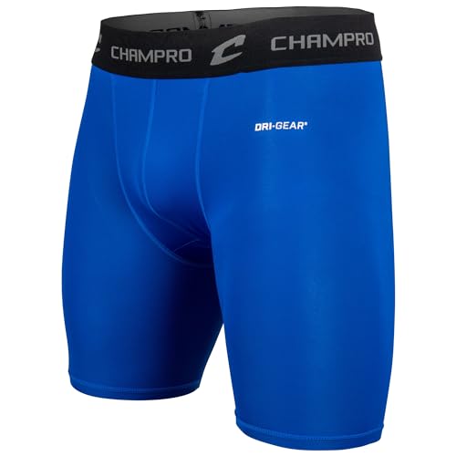 CHAMPRO Men's Polyester/Spandex Lightning Compression Shorts - color: Royal, size: Small