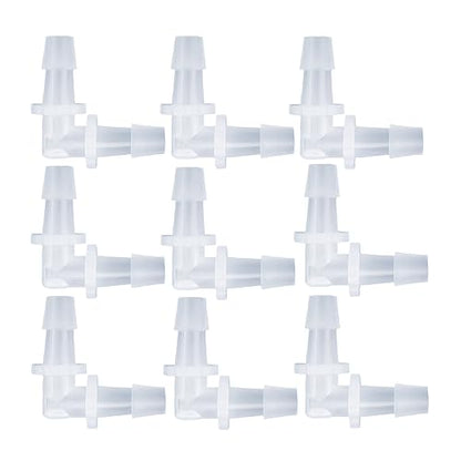 NACX 5/16" Hose Barb 90 Degree Elbow Plastic L Right Angle Barbed Fitting, 2 Way Equal Barbed Joint Splicer, 25Pcs
