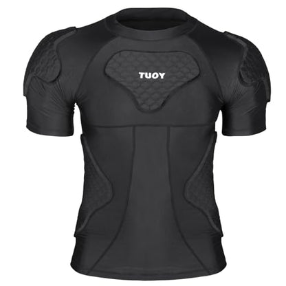 Mens Football Rib Protector with Pads Adult Protective Undershirt Heart Guard for Softball Rugby Lacrosse - size: Medium