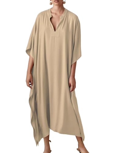 Bsubseach Women Kaftan Dresses Caftan Maxi Dress Swimsuit Cover Up Moomoo - color: B-apricot