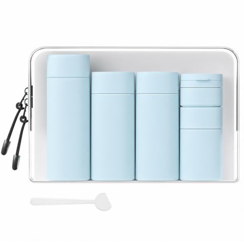 Travel Bottles for Toiletries, 5 Pack Travel Size Containers, TSA Approved Leak Proof - Silicone Toiletry Containers with Clear Bag for Shampoo, Conditioner & Lotion, Travel Essentials - color: Blue
