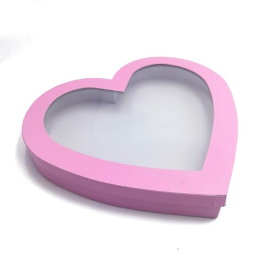 WENPACK 30.5cm(12인치) 하트 모양 선물 상자, 뚜껑 포함, 발렌타인 데이 샤퀴테리 스위트 푸드 생일 간식 (핑크) - color: 핑크