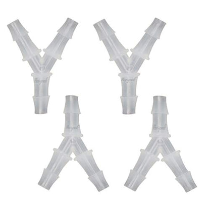 1/4" Polypropylene Y-Shaped 3-Way Barbed Hose Fitting, 4 Pcs | Y-shaped design splits one inlet into two angled outlets for air hoses and water pipes; supports routing and repair projects - style: 4pcs, 1/4" O.D.