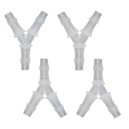 3/16" Polypropylene Y-Shaped 3-Way Barbed Hose Fitting, 4 Pcs | Y-shaped design splits one inlet into two angled outlets for air hoses and water pipes; supports routing and repair projects - style: 4pcs, 3/16" O.D.