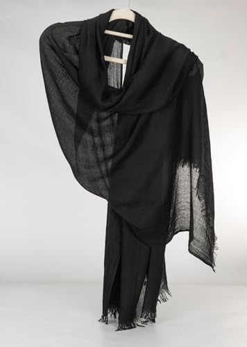 XuoAz Women Cotton Blend Scarf Lightweight Large Linen Shawl Scarves Head Scarf Summer Beach Travel Wrap - color: Black09