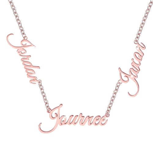 10K/14K/18K Solid Gold Name Plate Necklace,Real Gold Customized Name Necklace with Birthstone for Women,Personalized 1-4 Nameplates Necklaces Birthday for Her Girls - color: Style 8:3 name