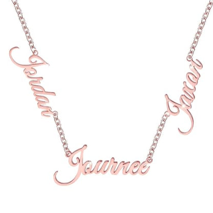 10K/14K/18K Solid Gold Name Plate Necklace,Real Gold Customized Name Necklace with Birthstone for Women,Personalized 1-4 Nameplates Necklaces Birthday for Her Girls - color: Style 8:3 name