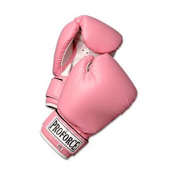 ProForce Leatherette Boxing Gloves with White Palm - Pink - 10 oz.
