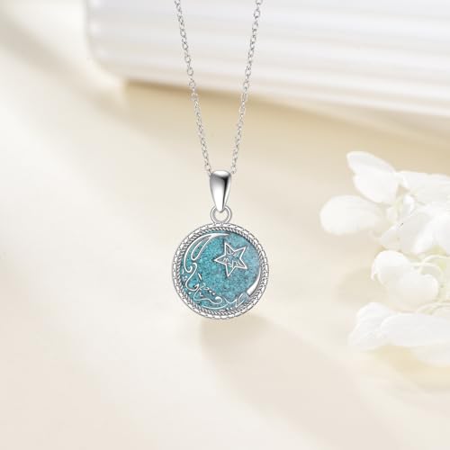 Sterling Silver Islamic Necklace Religious Muslim Pendant Islamic Jewelry Gifts for Men Women - style: Moon