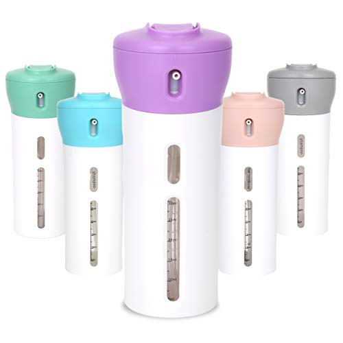 Travigo 4-in-1 Travel Dispenser Bottle, TSA Approved, Leak Proof, Four Reusable 1.4 oz. (40 mL) Toiletry Containers for Shampoo, Conditioner, Soap, Lotion, Skincare (Purple) - color: 1 Dispenser (Purple)