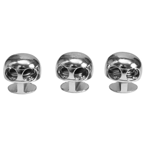 10Pcs Metal Cord Lock End, Double Hole Spring Stopper Fastener Slider Toggles End for Drawstrings Lanyard Silver 1 One Size