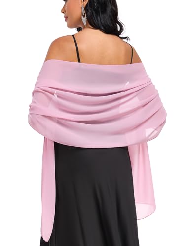 Shawls and Wraps Soft Chiffon Scarve Scarf For Evening Party Dresses Wedding Stole - color: Baby Pink