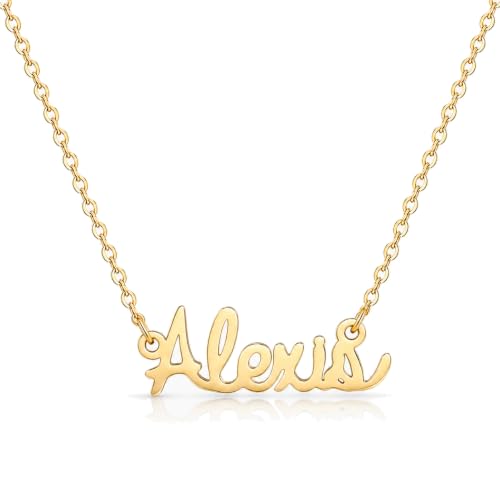 MOMOL 18K Gold Plated Stainless Steel Name Necklace Personalized Custom Name Necklace Customized Nameplate Necklace for women - style: Alexis