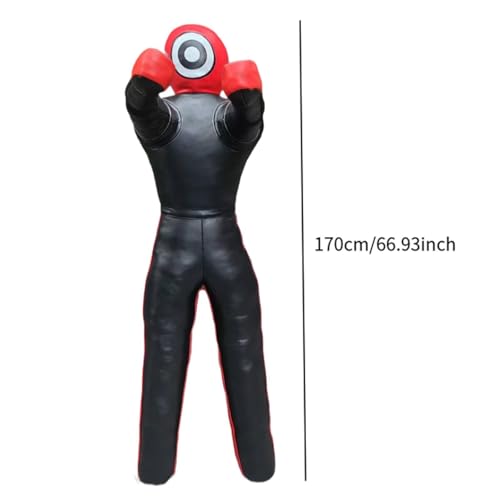 Unfilled Wrestling Dummy Punching Bag Professional Boxing Dummy Grappling Training Aid for Practice Workout Throwing Indoor PU Leather- 170cm Height
