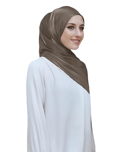 Lina & Lily Sheen Shimmer Women's Crepe Scarf Shawl Wrap Head Hijab Lightweight - color: Dark Taupe