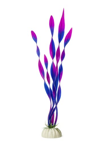 D & K Exclusives Artificial Aquarium Plants, 10 Pack 8.5 inch Plastic Fish Tank Decorations, Colorful Aquascape Decor for Freshwater, Tropical Tanks (Purple & Blue Seaweed Plant) - color: Blue & Magenta Seaweed Plant – 8.5”