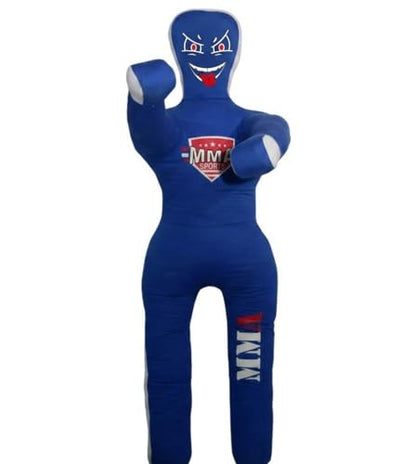 Kids Grappling Standing Dummy - Unfilled – Wrestling, Jiu-Jitsu, MMA Training Dummy with Moveable Arms and Legs – Durable Polyester Fabric - color: Blue-Stand, size: 4 ft-49 Inch